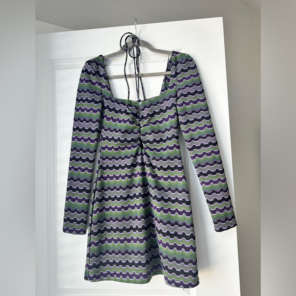 Zara Geometric Striped Cut out dress